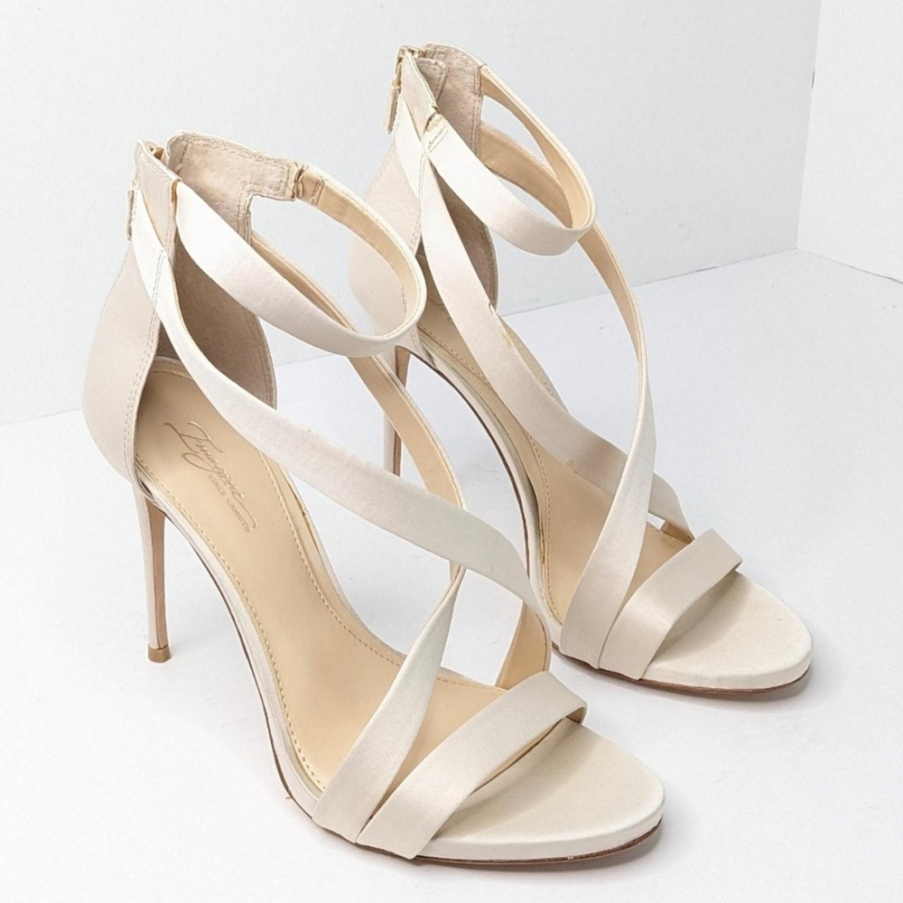 Vince Camuto Women's Cream Leather Ankle Strap Stiletto Heels